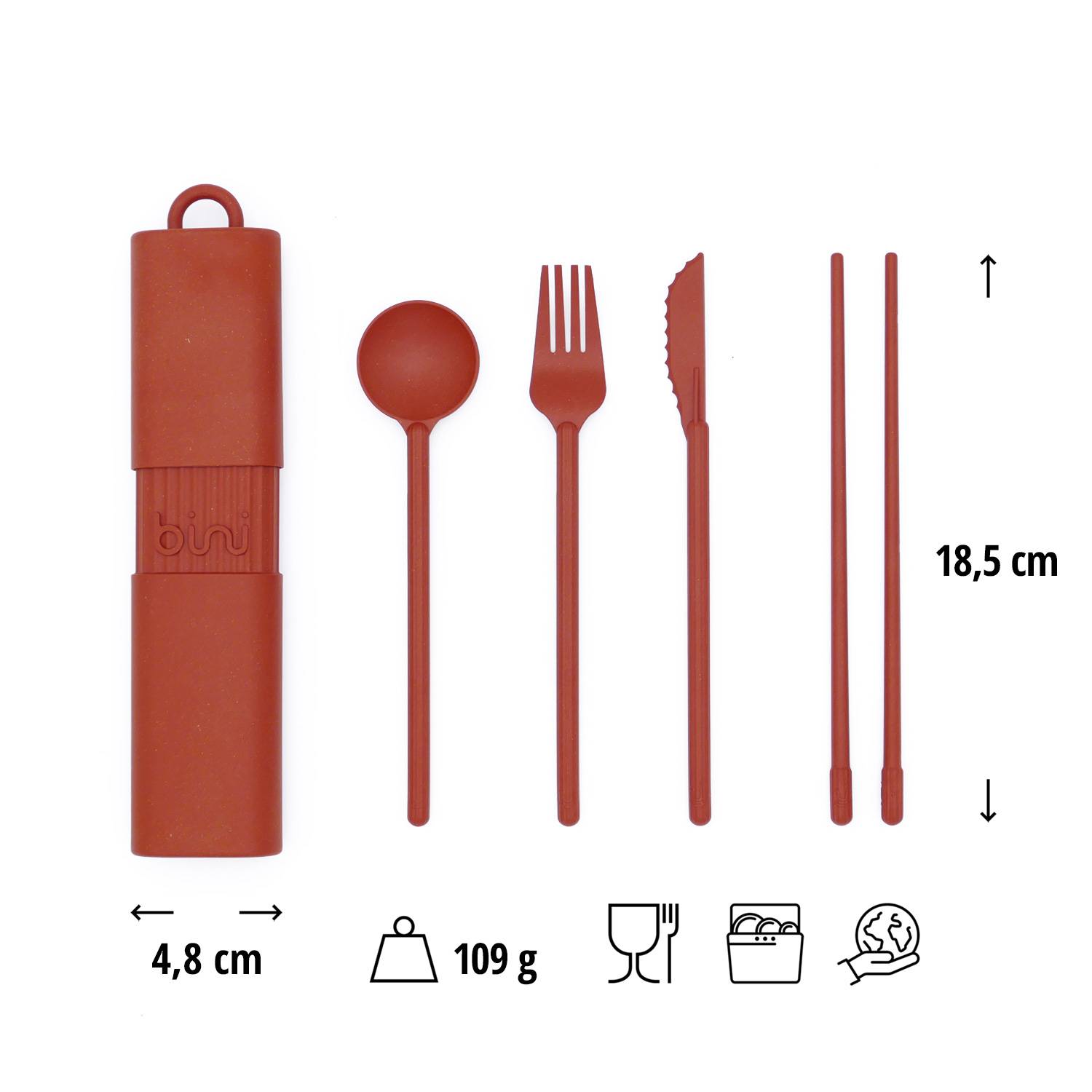 Besteckset Bini Karminrot